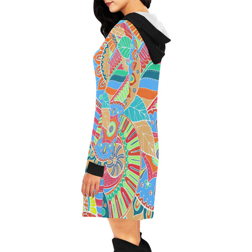 Fantasy Paisley Ornaments Pattern pastel white All Over Print Hoodie Mini Dress (Model H27)