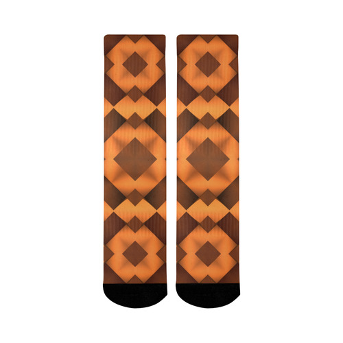 Geometric Pattern in Warm Tones Mid-Calf Socks (Black Sole)