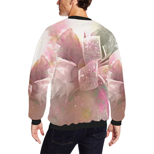 Beautiful soft roses Men's Oversized Fleece Crew Sweatshirt/Large Size(Model H18)
