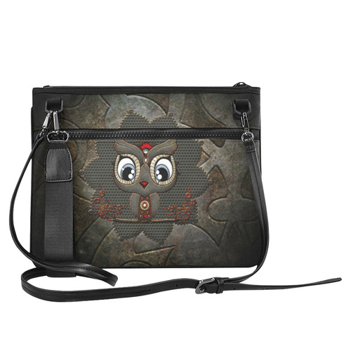 Funny steampunk owl Slim Clutch Bag (Model 1668)