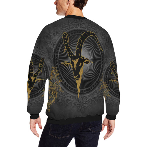 Billy-goat in black and gold All Over Print Crewneck Sweatshirt for Men/Large (Model H18)