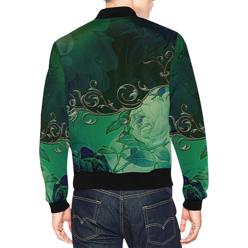 Green floral design All Over Print Bomber Jacket for Men (Model H19)