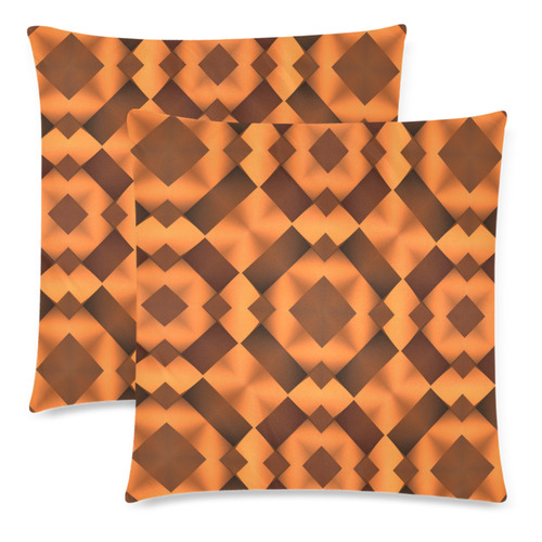 Geometric Pattern in Warm Tones Custom Zippered Pillow Cases 18"x 18" (Twin Sides) (Set of 2)