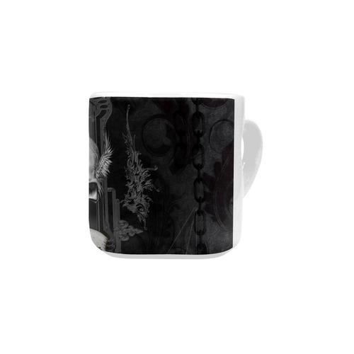 Skull with crow in black and white Heart-shaped Mug(10.3OZ)