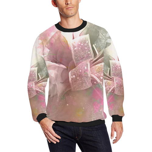 Beautiful soft roses Men's Oversized Fleece Crew Sweatshirt/Large Size(Model H18)