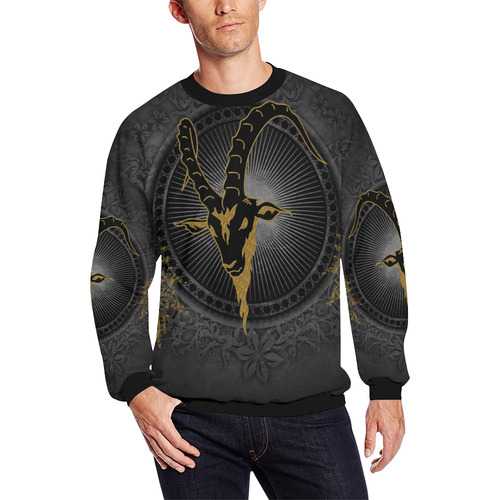 Billy-goat in black and gold All Over Print Crewneck Sweatshirt for Men/Large (Model H18)