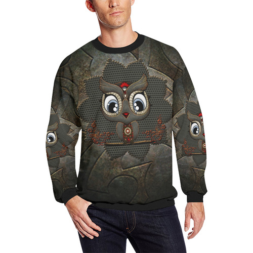 Funny steampunk owl Men's Oversized Fleece Crew Sweatshirt (Model H18)