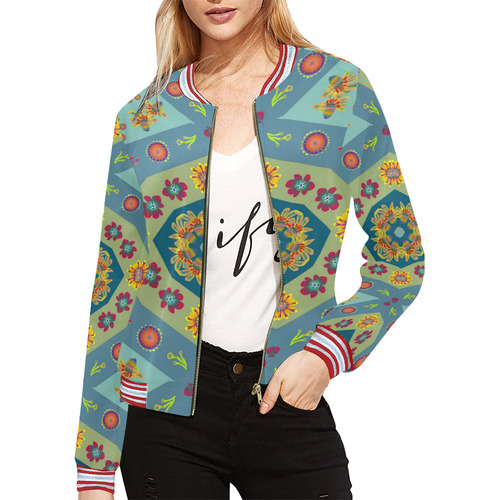 Flower wallpaper a All Over Print Bomber Jacket for Women (Model H21)