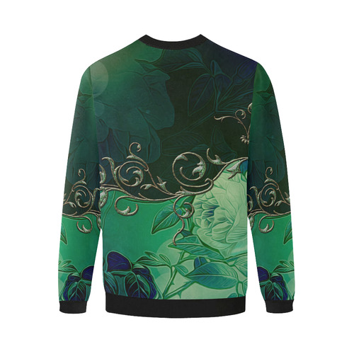 Green floral design Men's Oversized Fleece Crew Sweatshirt (Model H18)