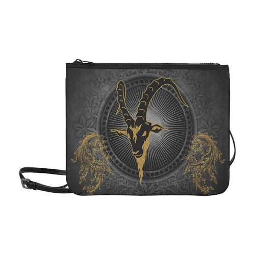 Billy-goat in black and gold Slim Clutch Bag (Model 1668)