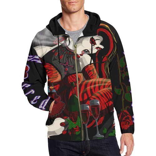 "Eternal Seduction II" All Over Print Hoodie All Over Print Full Zip Hoodie for Men (Model H14)