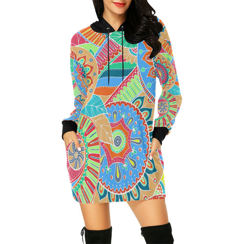 Fantasy Paisley Ornaments Pattern pastel white All Over Print Hoodie Mini Dress (Model H27)