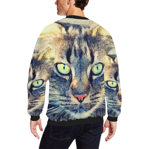 cat Simba Men's Oversized Fleece Crew Sweatshirt/Large Size(Model H18)