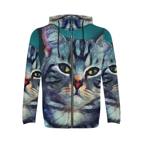 cat Bella #cat #cats #kitty All Over Print Full Zip Hoodie for Men/Large Size (Model H14)