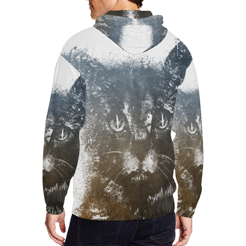 cat #cat #cats #kitty All Over Print Full Zip Hoodie for Men/Large Size (Model H14)