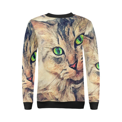 cat Pixie #cat #cats #kitty All Over Print Crewneck Sweatshirt for Women (Model H18)