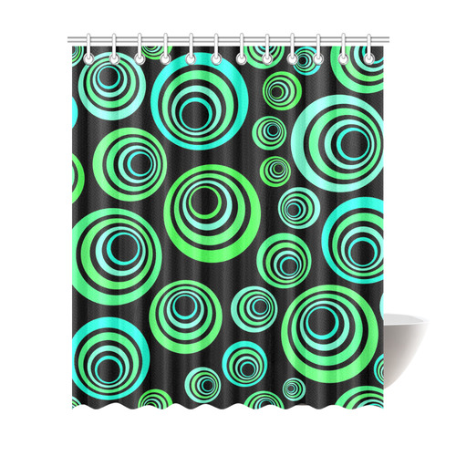 Crazy Fun Neon Blue & Green retro pattern Shower Curtain 72"x84"