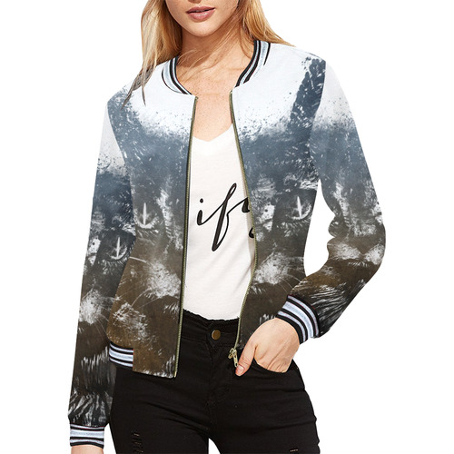 cat #cat #cats #kitty All Over Print Bomber Jacket for Women (Model H21)