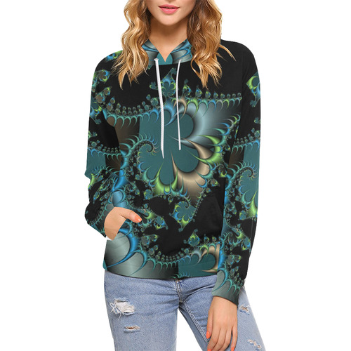 Fractal Attraction Elegant Hoodie All Over Print Hoodie for Women (USA Size) (Model H13)