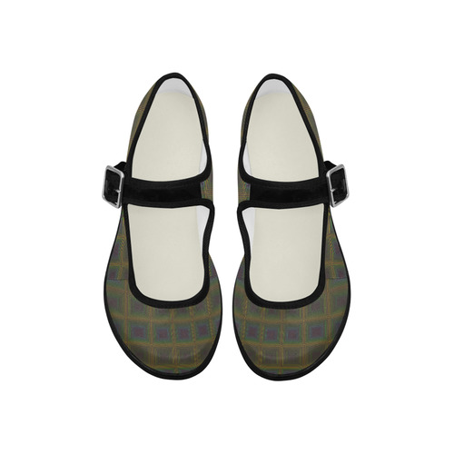Pale purple golden multicolored multiple squares Mila Satin Women's Mary Jane Shoes (Model 4808)