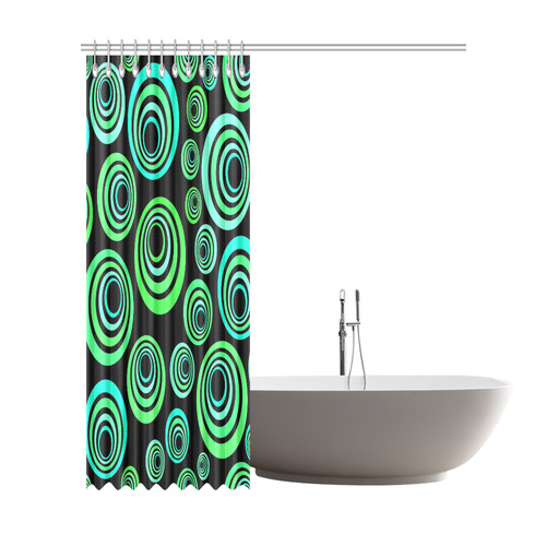 Crazy Fun Neon Blue & Green retro pattern Shower Curtain 72"x84"