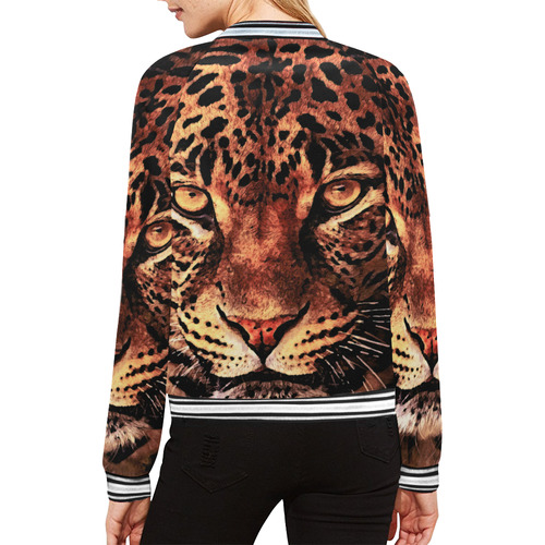 gepard leopard #gepard #leopard #cat All Over Print Bomber Jacket for Women (Model H21)