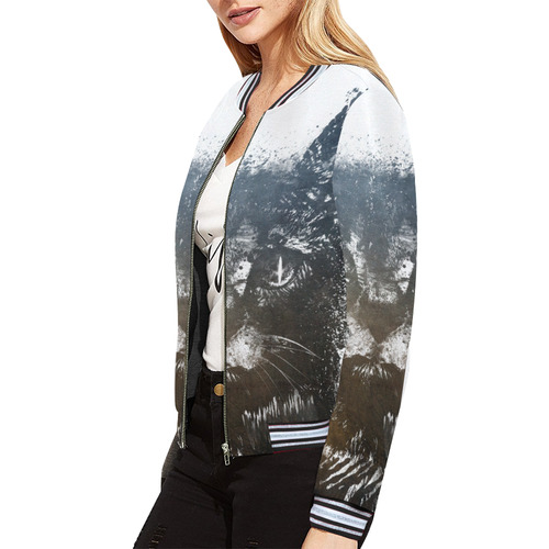 cat #cat #cats #kitty All Over Print Bomber Jacket for Women (Model H21)