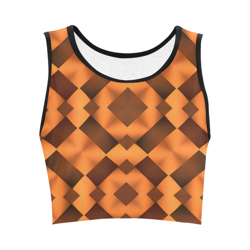 Geometric Pattern in Warm Tones Women's Crop Top (Model T42)