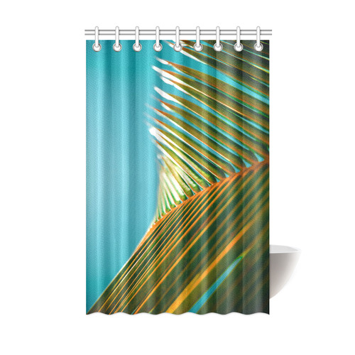 Plant leaves in orange and green with blue skies Shower Curtain 48"x72"