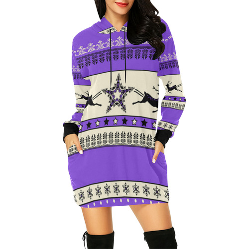 Christmas Ornaments Pattern III All Over Print Hoodie Mini Dress (Model H27)