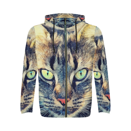 cat Simba All Over Print Full Zip Hoodie for Men/Large Size (Model H14)