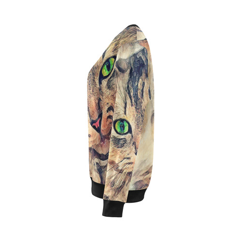 cat Pixie #cat #cats #kitty All Over Print Crewneck Sweatshirt for Women (Model H18)