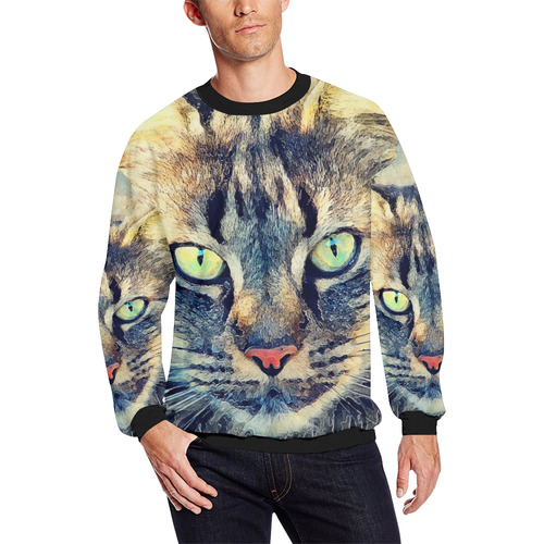 cat Simba Men's Oversized Fleece Crew Sweatshirt/Large Size(Model H18)