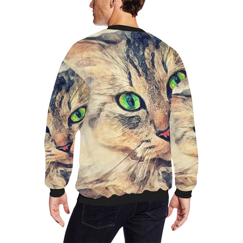 cat Pixie #cat #cats #kitty Men's Oversized Fleece Crew Sweatshirt/Large Size(Model H18)