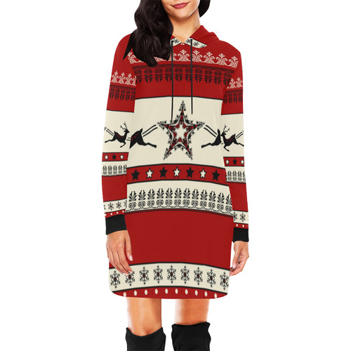 Christmas Ornaments Pattern I All Over Print Hoodie Mini Dress (Model H27)