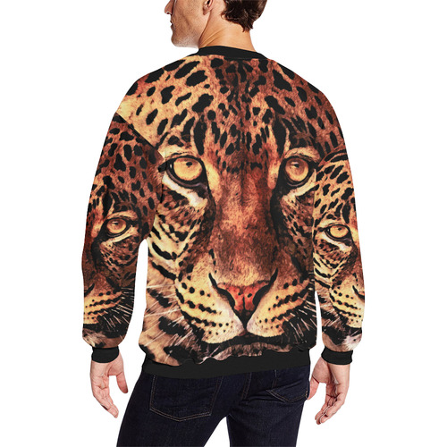 gepard leopard #gepard #leopard #cat Men's Oversized Fleece Crew Sweatshirt/Large Size(Model H18)