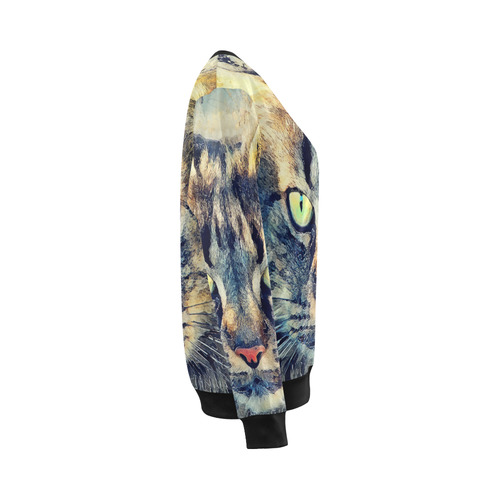 cat Simba All Over Print Crewneck Sweatshirt for Women (Model H18)