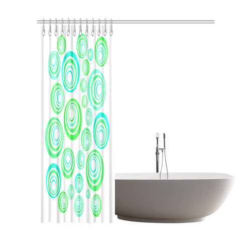 Crazy Fun Neon Blue & Green retro pattern Shower Curtain 72"x84"