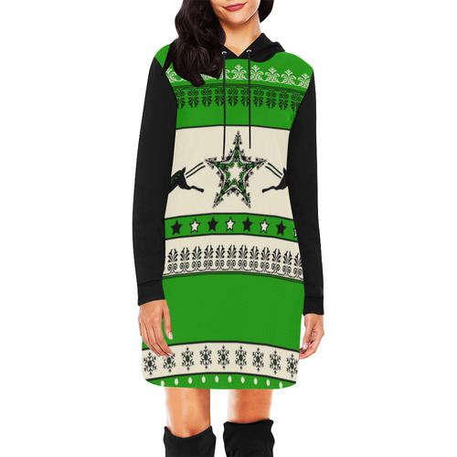 Christmas Ornaments Pattern II All Over Print Hoodie Mini Dress (Model H27)