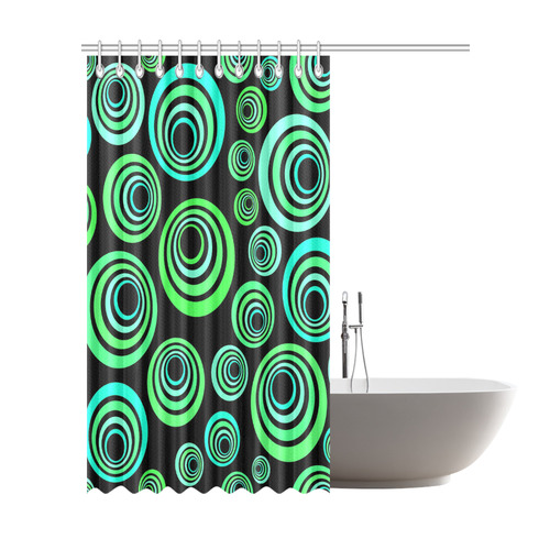 Crazy Fun Neon Blue & Green retro pattern Shower Curtain 72"x84"