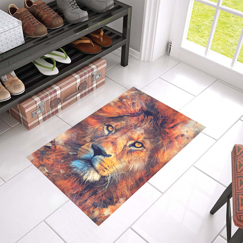lion art #lion #animals #cat Azalea Doormat 24" x 16" (Sponge Material)
