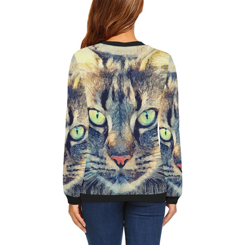 cat Simba All Over Print Crewneck Sweatshirt for Women (Model H18)