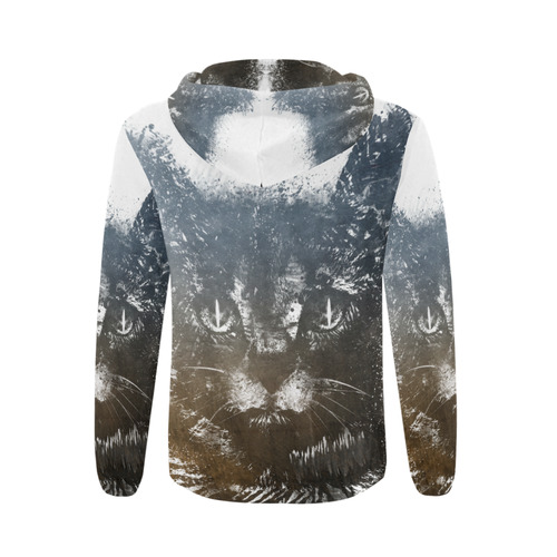 cat #cat #cats #kitty All Over Print Full Zip Hoodie for Men/Large Size (Model H14)