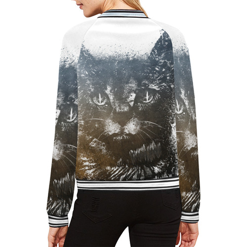 cat #cat #cats #kitty All Over Print Bomber Jacket for Women (Model H21)