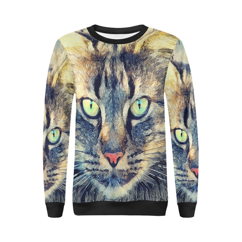 cat Simba All Over Print Crewneck Sweatshirt for Women (Model H18)