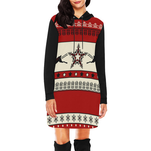 Christmas Ornaments Pattern I All Over Print Hoodie Mini Dress (Model H27)