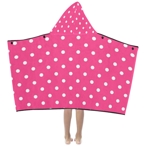 Hot Pink White Dots Kids' Hooded Bath Towels