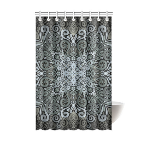 grey and green shower curtain