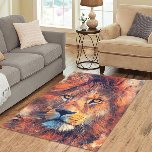 lion art #lion #animals #cat Area Rug 5'3''x4'