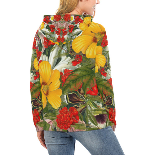 flora 1 All Over Print Hoodie for Women (USA Size) (Model H13)